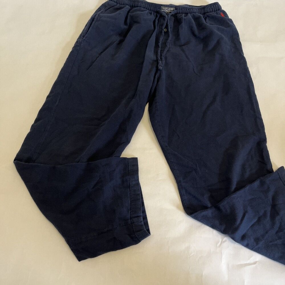 POLO Ralph Lauren Men's Classic Pajama Pants Drawstring Dark Blue Size Large
